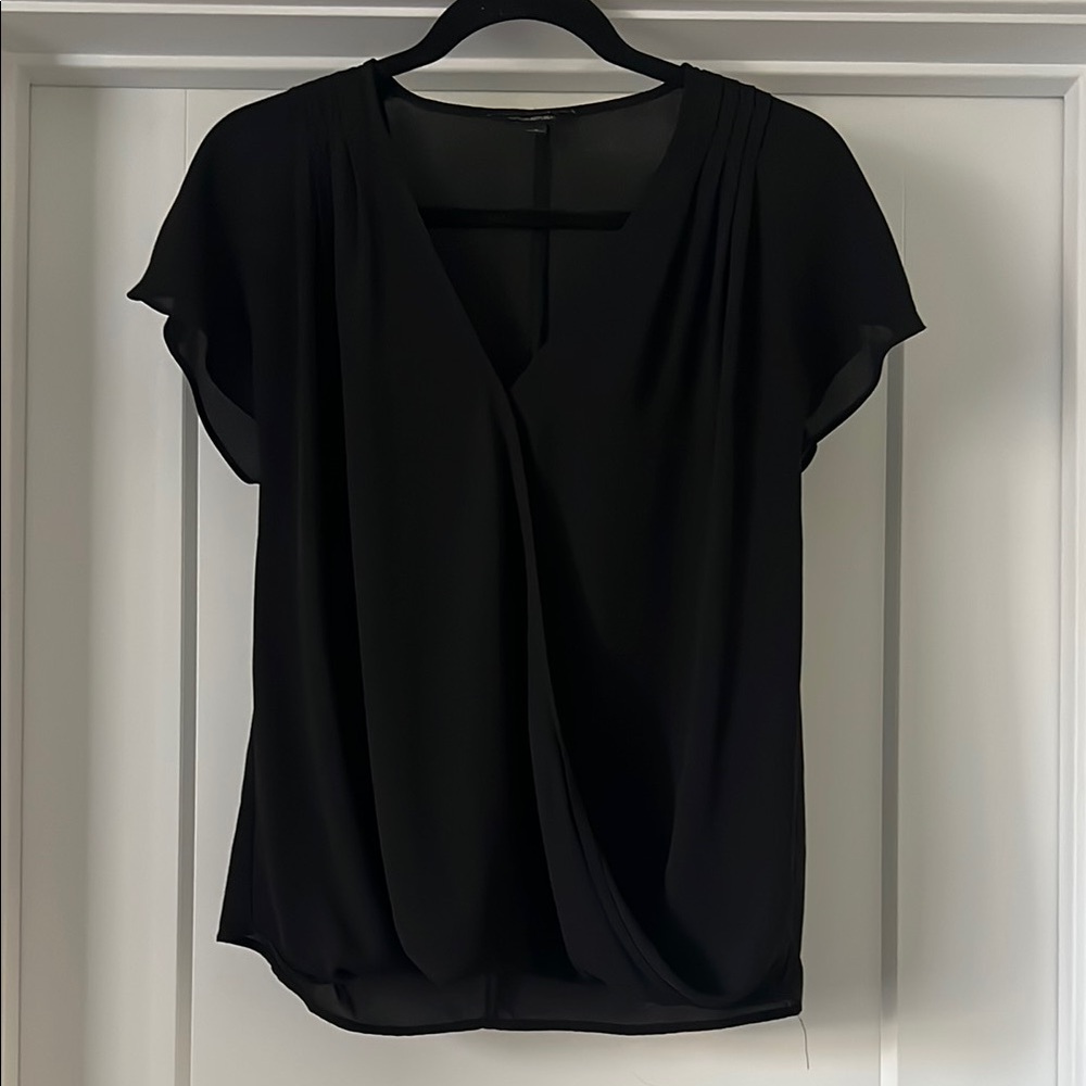 Banana Republic Black Wrap Cap Sleeve Blouse